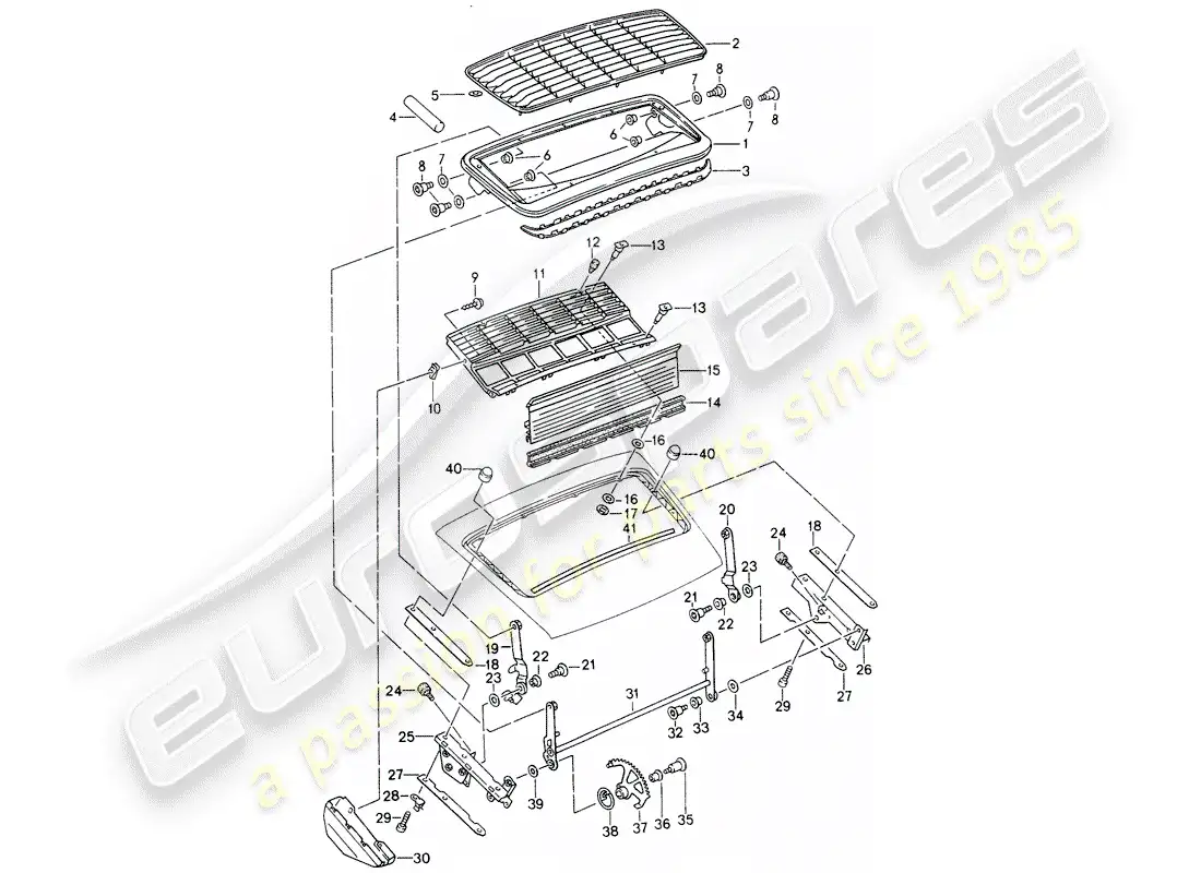 porsche 1995 (993) alerón trasero diagrama de piezas