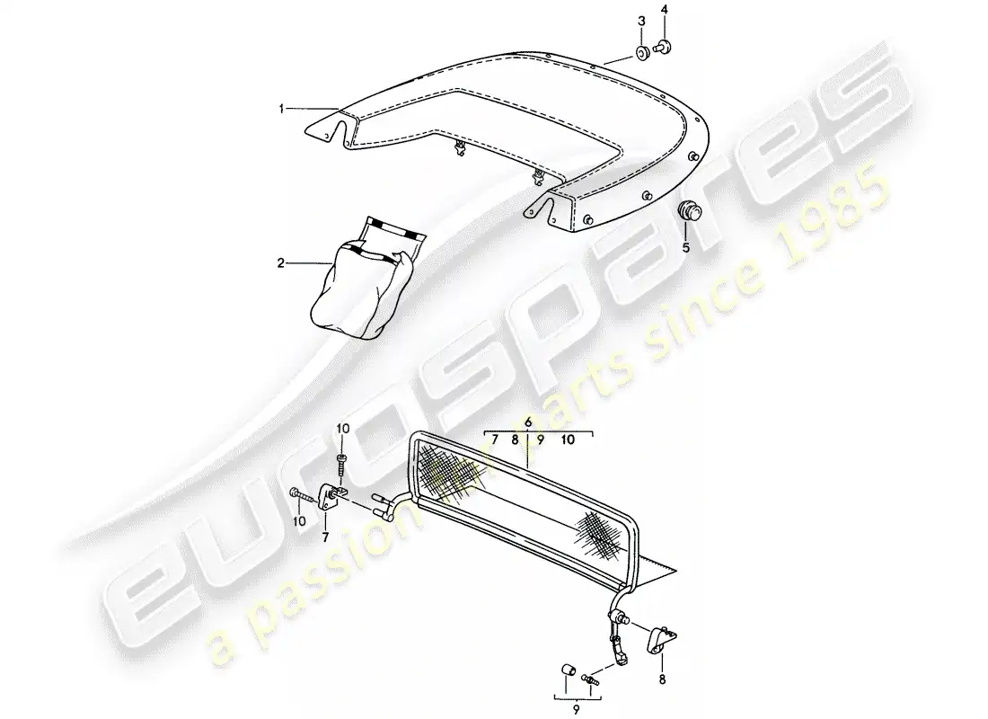porsche 1994 (993) cubre maletero - parabrisas diagrama de piezas