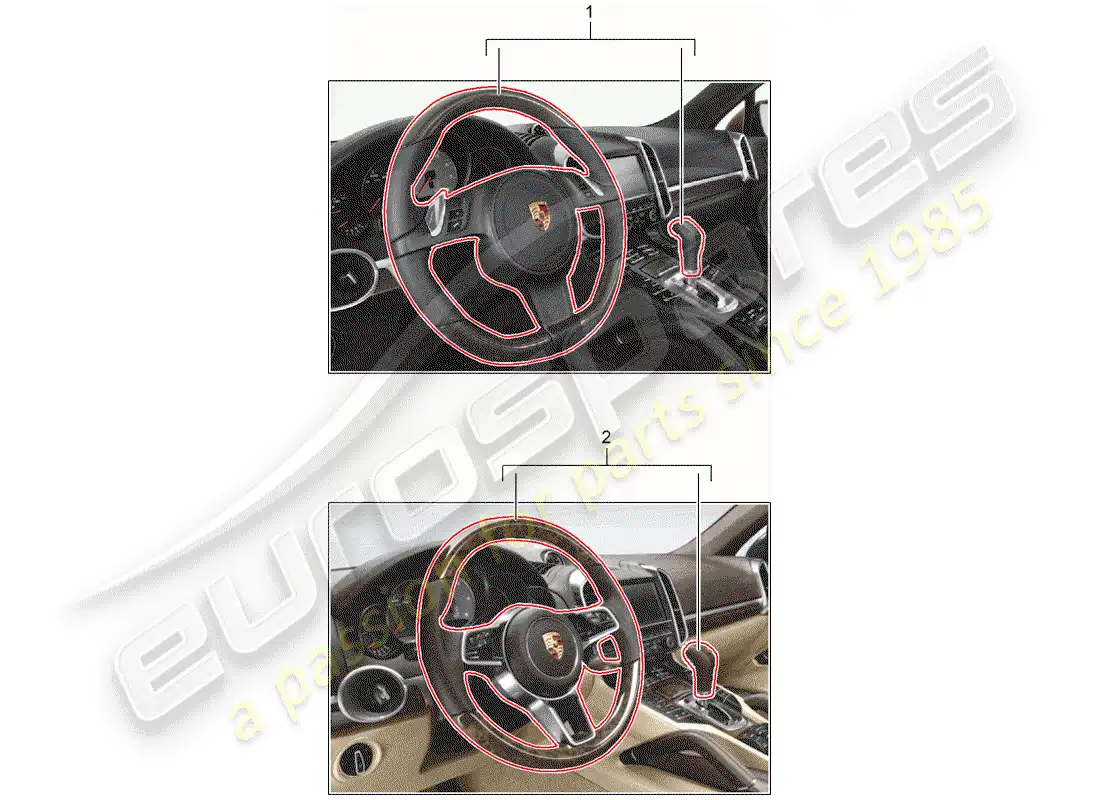 porsche 2017 (tequipment cayenne) volante multifunción diagrama de piezas