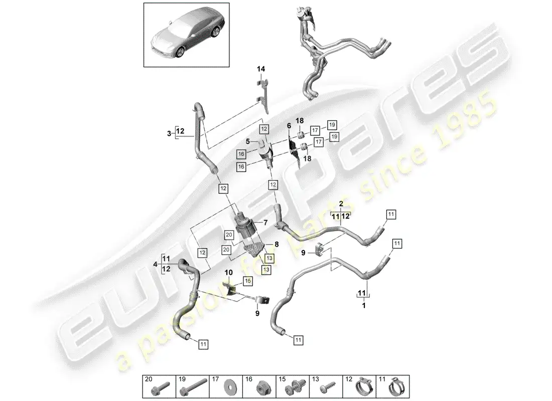 porsche 2019 (panamera 971-1) calentador diagrama de piezas