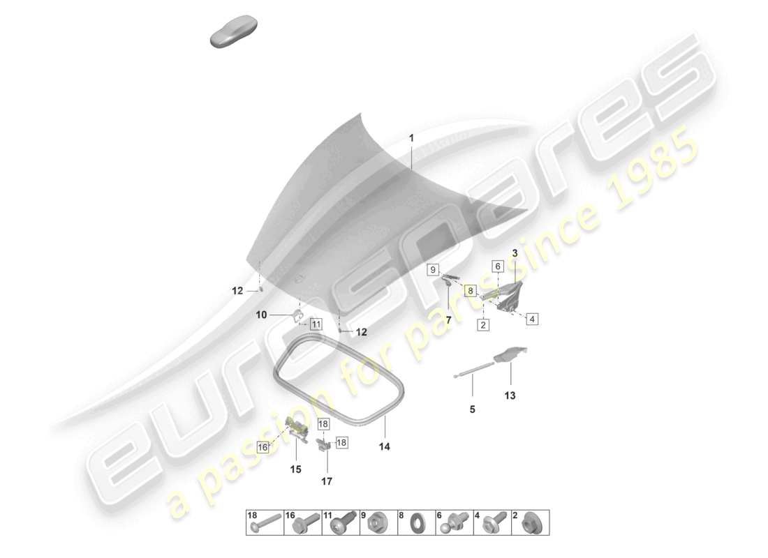 porsche 2021 (taycan 9j1-1) cubierta frontal diagrama de piezas