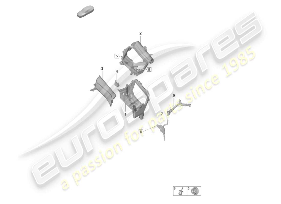 porsche 2021 (taycan 9j1-1) diagrama de piezas de la caja de agua de entrada de aire fresco del aire acondicionado/calefacción/calentador auxiliar