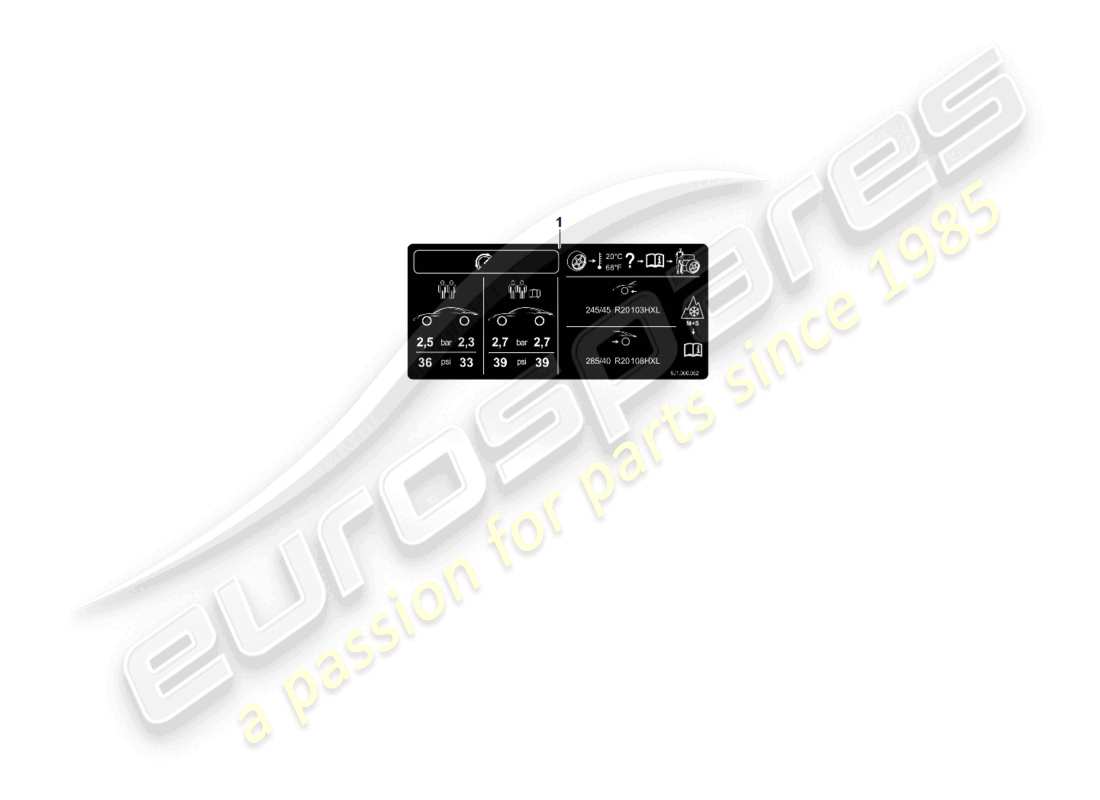 porsche 2021 (taycan 9j1-1) placa de datos de presión de los neumáticos d - 11.08.2021>> diagrama de piezas