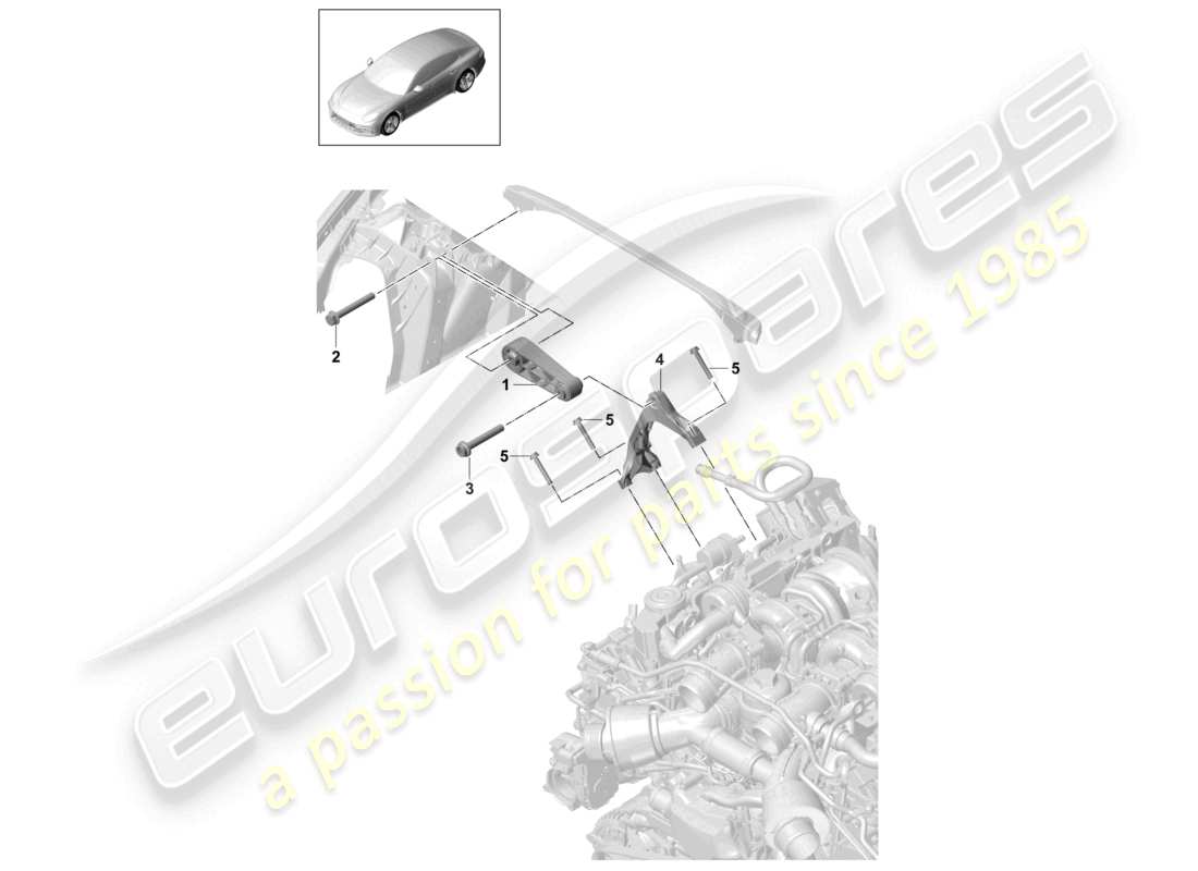 porsche 2021 (panamera 971-1) aparejo de elevación del motor soporte del motor diagrama de piezas