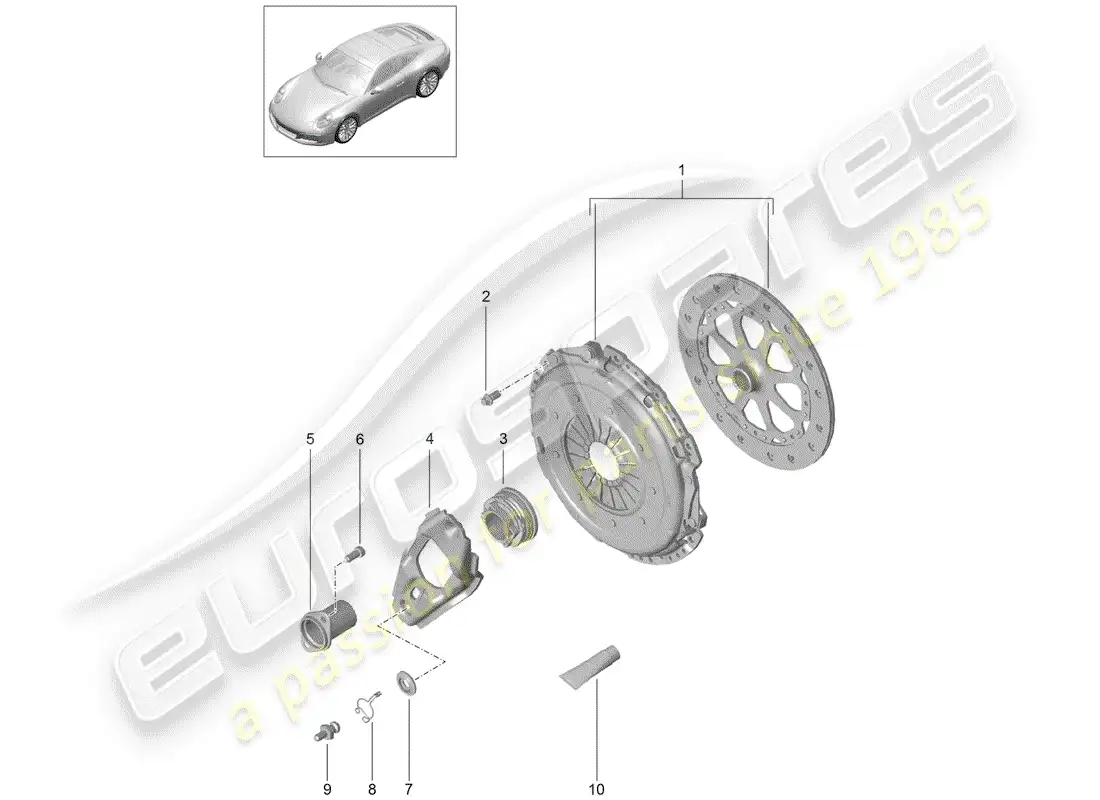 porsche 2018 (991-2) embrague diagrama de piezas