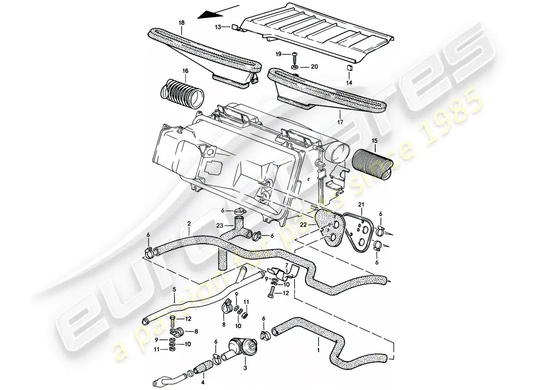 porsche 1982 (928) manguera del calentador - chorro diagrama de piezas