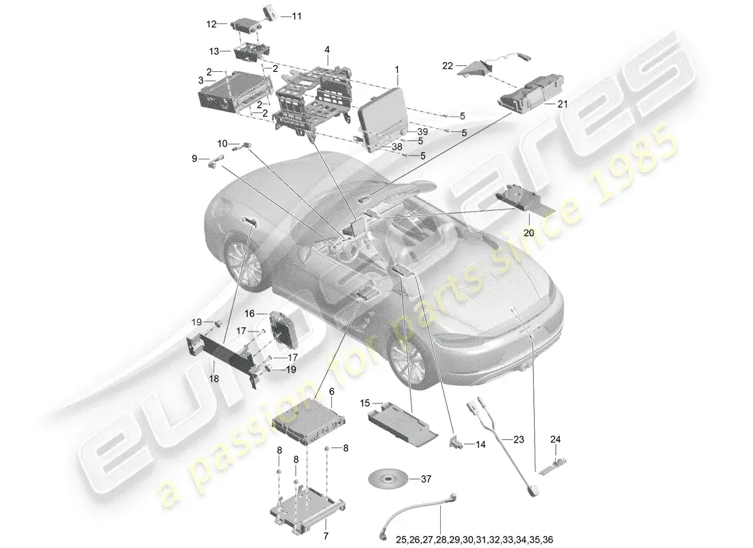 porsche 2018 (718 boxster) unidad operativa diagrama de piezas