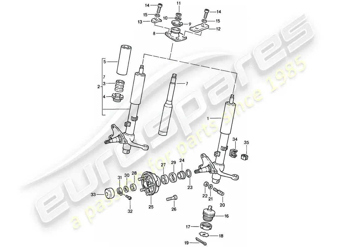 porsche 1987 (911) puntal amortiguador - lubricantes diagrama de piezas