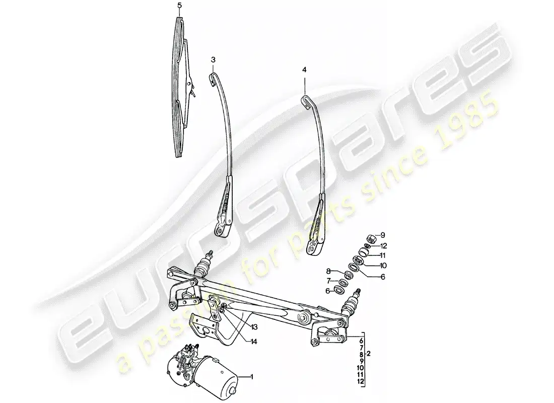 porsche 1980 (911) sistema de limpiaparabrisas diagrama de piezas
