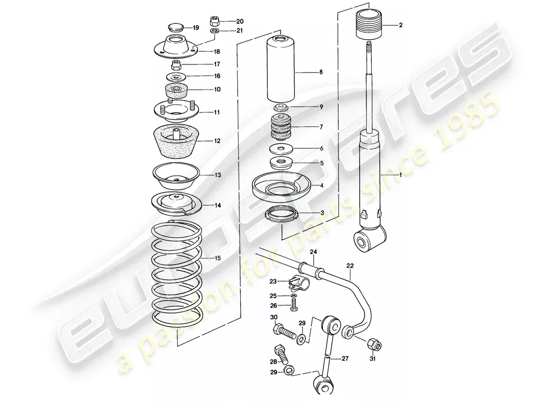 porsche 1982 (928) suspensión - estabilizador diagrama de piezas