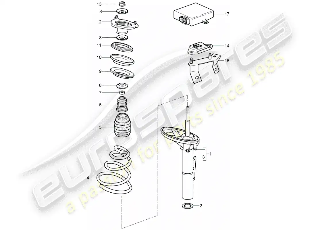 porsche 2008 (997-1 turbo / gt2) suspensión diagrama de piezas