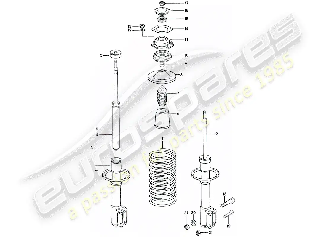 porsche 1984 (944) suspensión - amortiguador diagrama de piezas