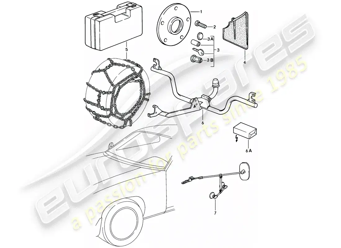 porsche 1985 (928) accesorios diagrama de piezas