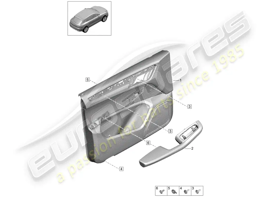 porsche 2020 (macan) paneles de puerta diagrama de piezas