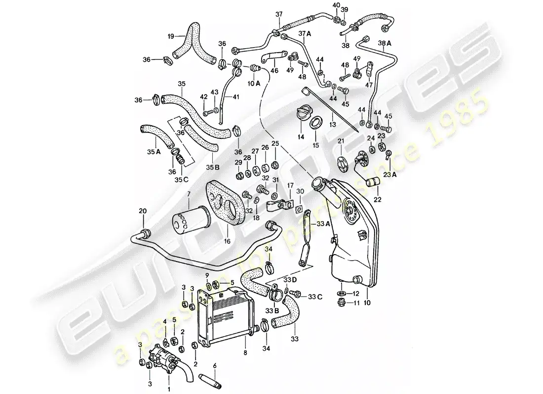 porsche 1980 (911) lubricación del motor diagrama de piezas