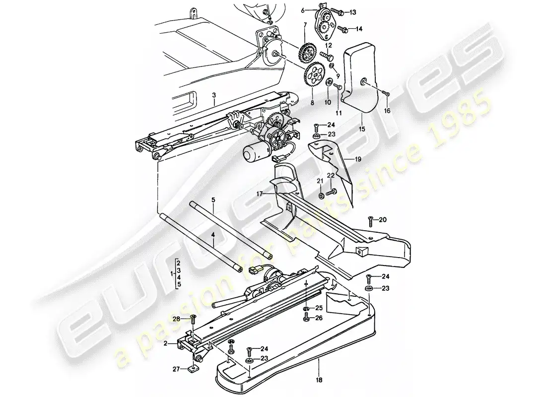 porsche 1980 (928) regulador de asiento - asiento confort - piezas individuales diagrama de piezas