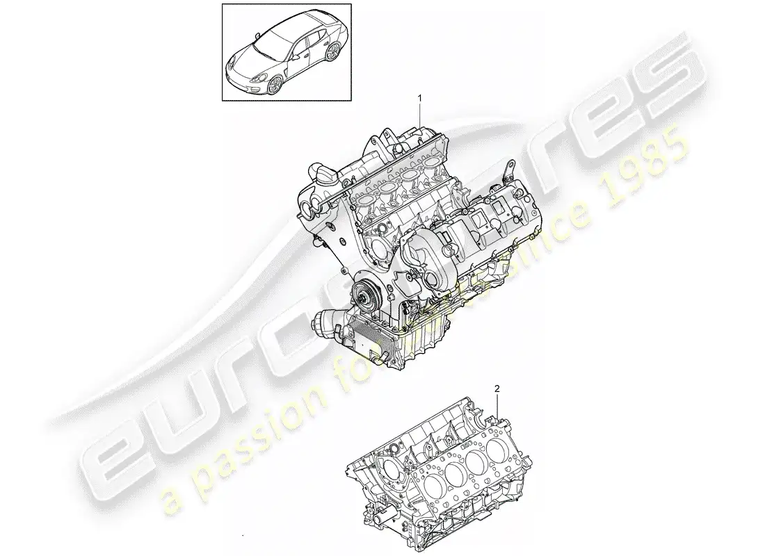 porsche 2012 (panamera 970) bloque largo diagrama de piezas