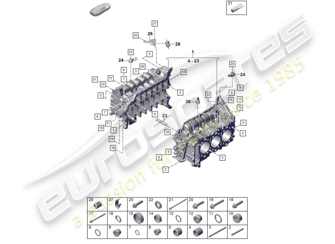porsche 2023 (992-1 gt3/rs/st) carter del carter diagrama de piezas