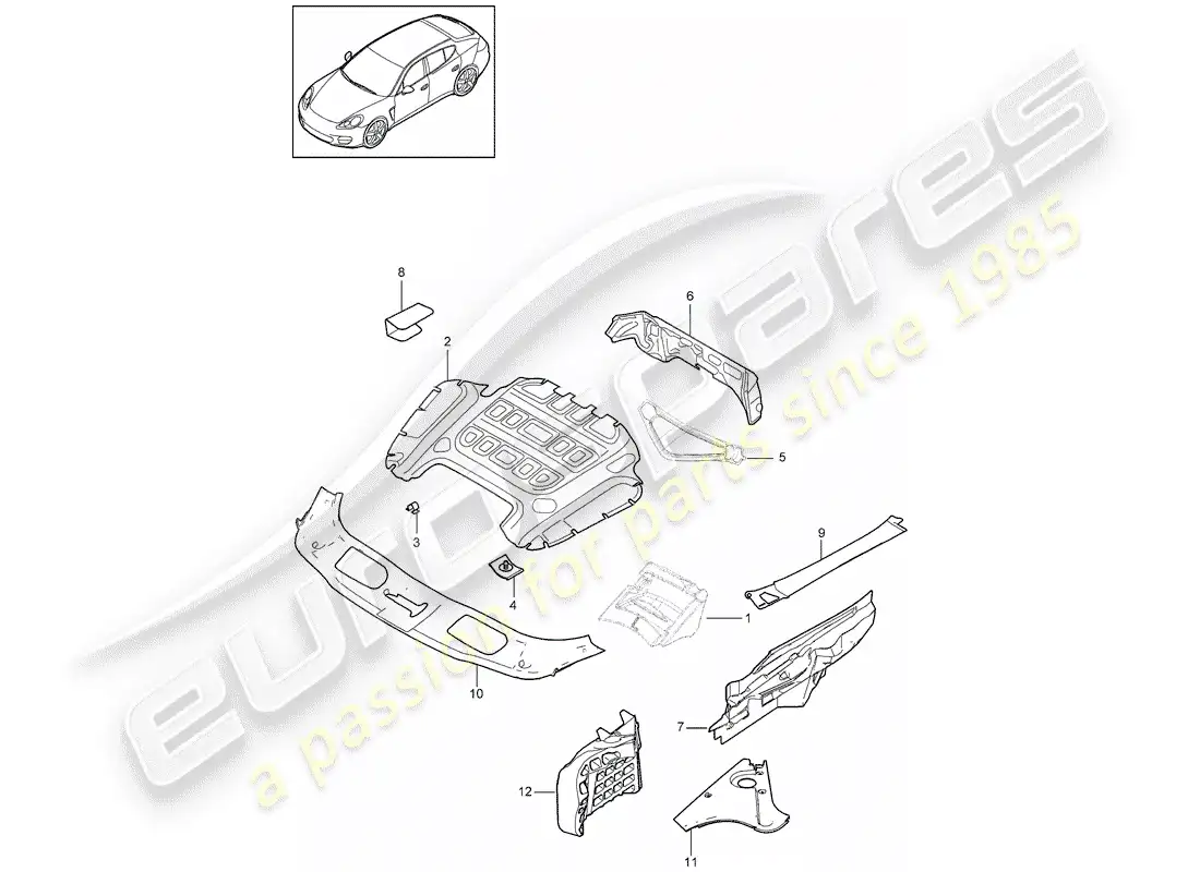 porsche 2013 (panamera 970) absorbente de sonido diagrama de piezas