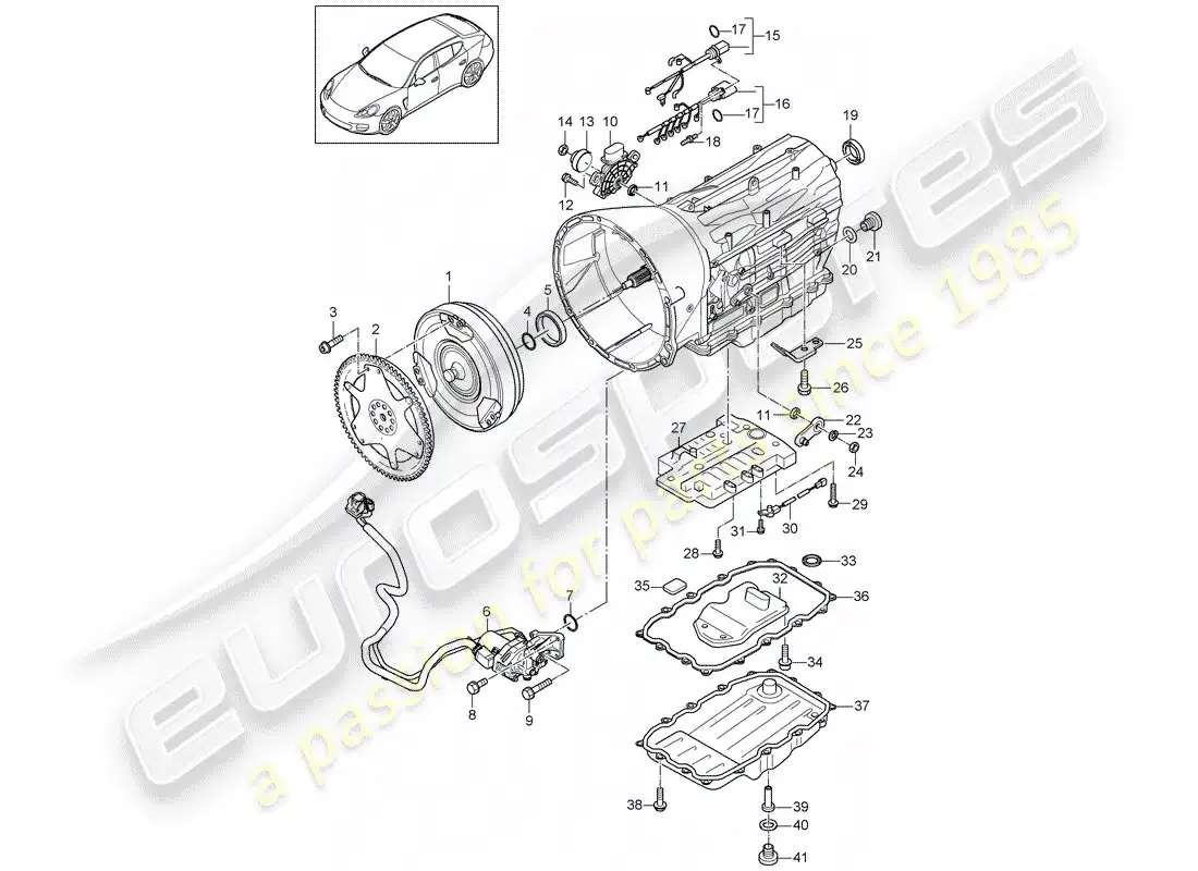 porsche 2011 (panamera 970) transmisión de repuesto diagrama de piezas