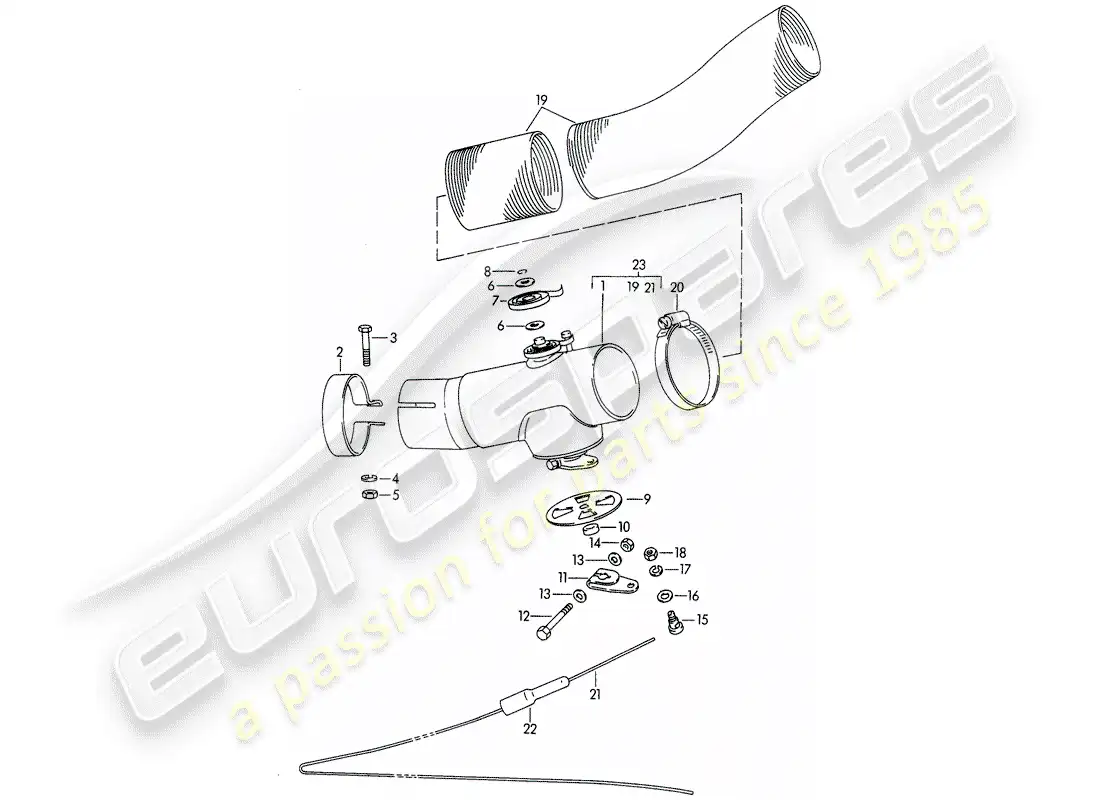 porsche 1964 (356b/356c) suministro de aire de calefacción - d - mj 1964>> diagrama de piezas