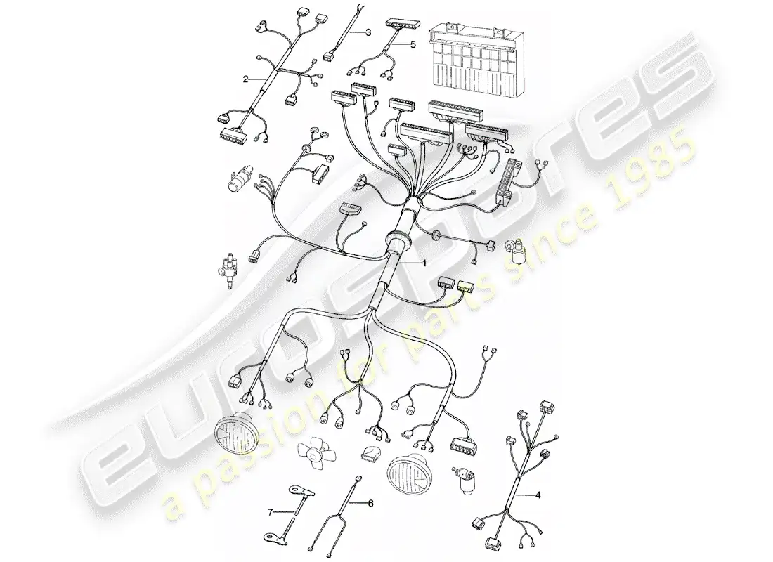porsche 1983 (924) arneses de cableado - compartimiento del motor diagrama de piezas