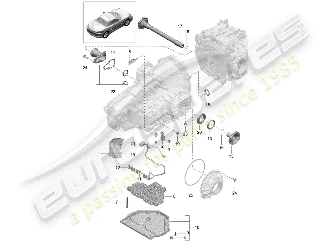 porsche 2017 (718 boxster) - pdk - diagrama de piezas
