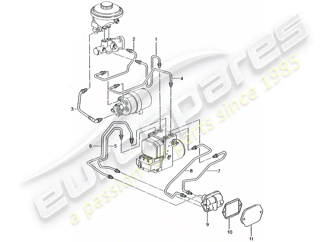 porsche 2001 (996) tubo de freno - extremo delantero - d - mj 1999>> diagrama de piezas