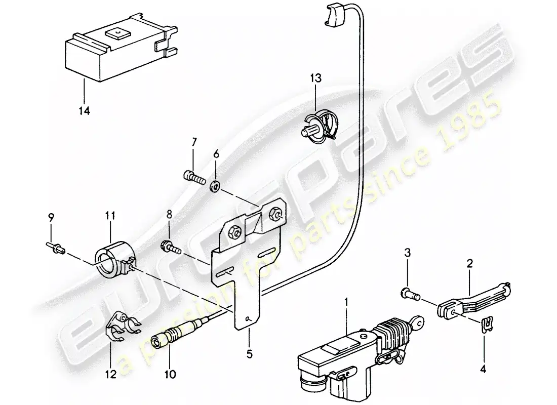 porsche 1992 (968) sistema de cierre centralizado diagrama de piezas