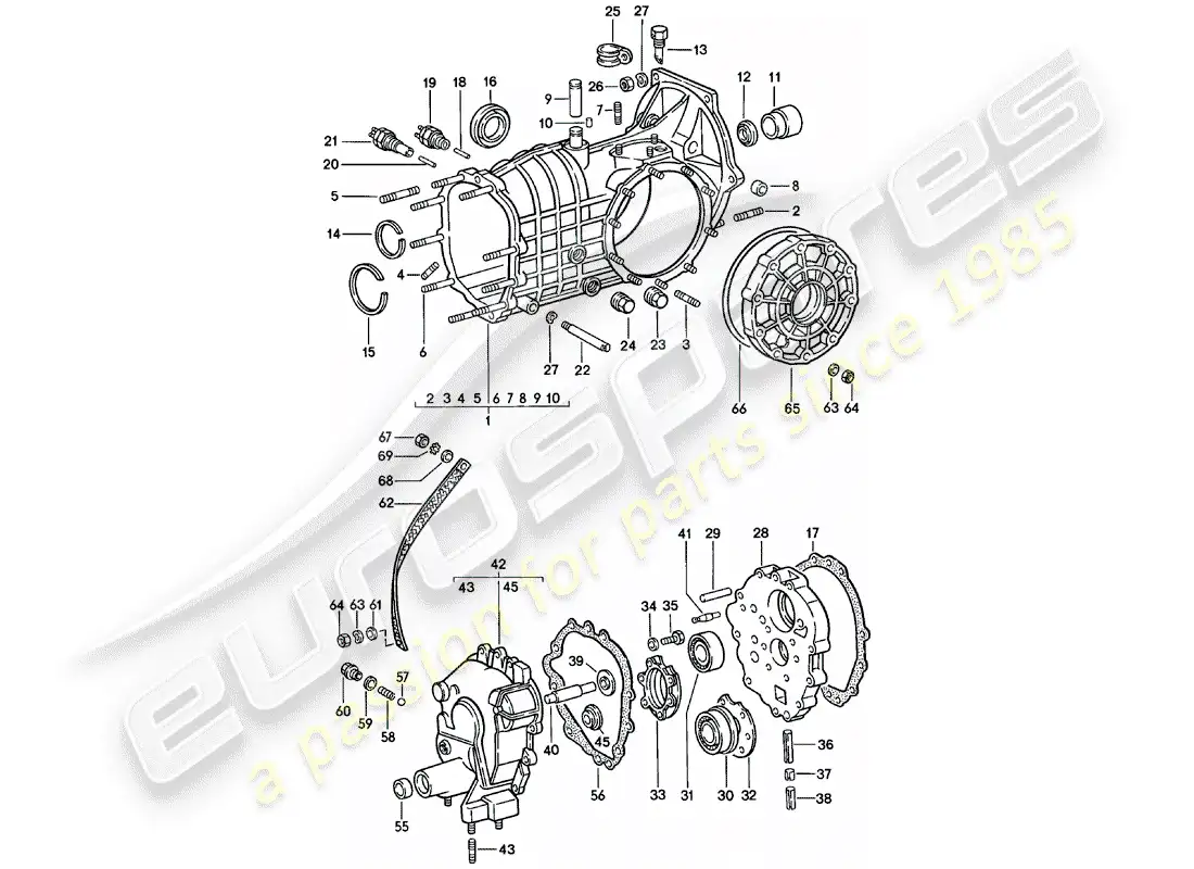 porsche 1982 (911) transmisión de reemplazo - caja de transmisión - spm diagrama de piezas