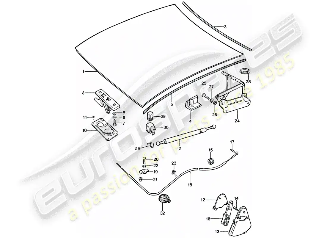 porsche 1982 (928) diagrama de piezas de la cubierta