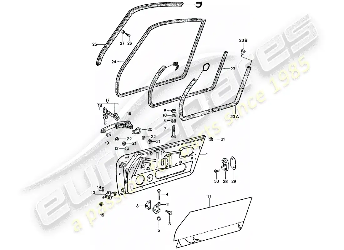 porsche 1981 (911) puertas diagrama de piezas