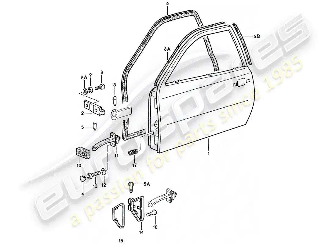 porsche 1979 (924) puerta diagrama de piezas