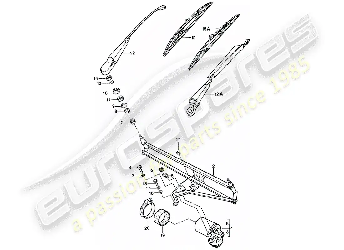 porsche 1981 (928) sistema de limpiaparabrisas diagrama de piezas