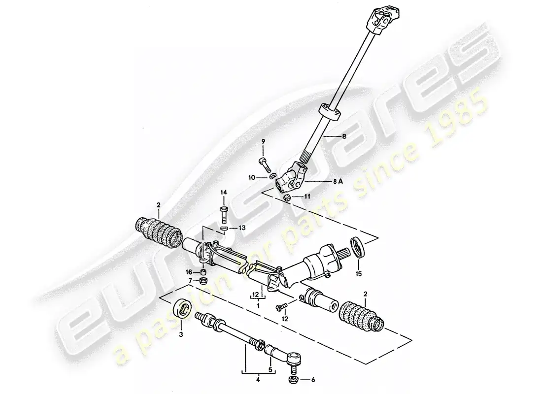 porsche 1992 (928) engranaje de dirección - varilla de dirección diagrama de piezas