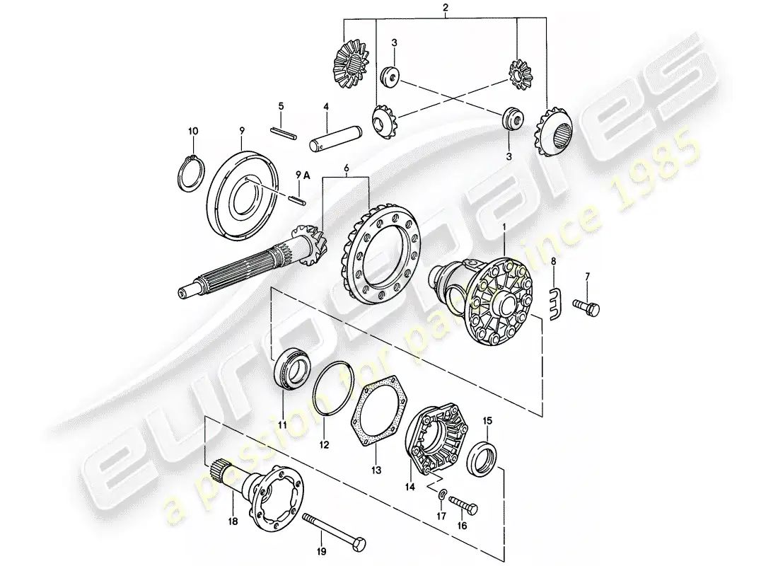 porsche 1982 (928) diferencial - caja de cambios manual diagrama de piezas