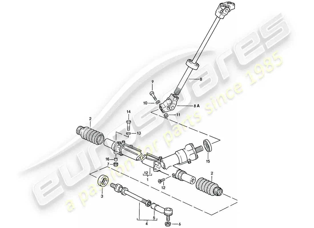 porsche 1984 (928) engranaje de dirección - barra de acoplamiento diagrama de piezas