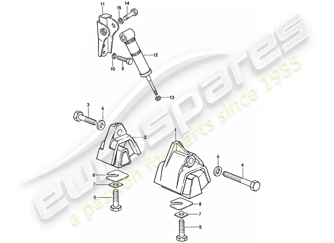 porsche 1982 (928) suspensión de la transmisión - caja de cambios manual diagrama de piezas