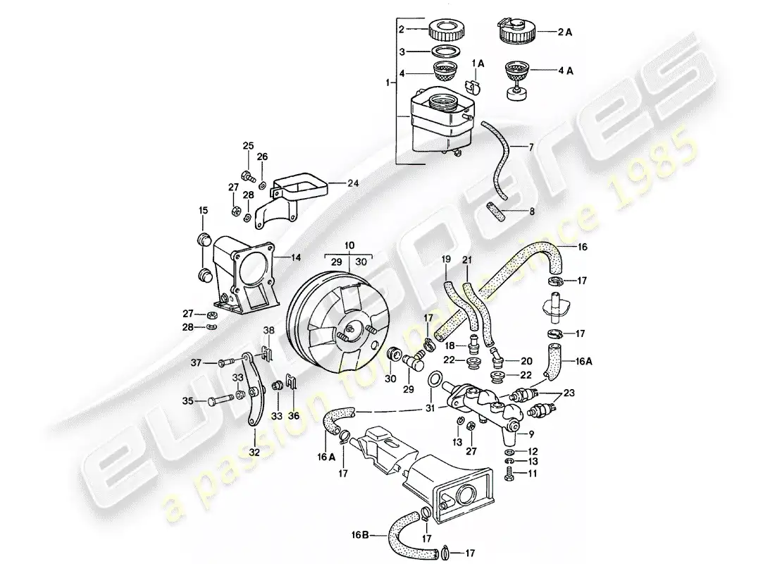 porsche 1981 (911) depósito para - líquido de frenos diagrama de piezas