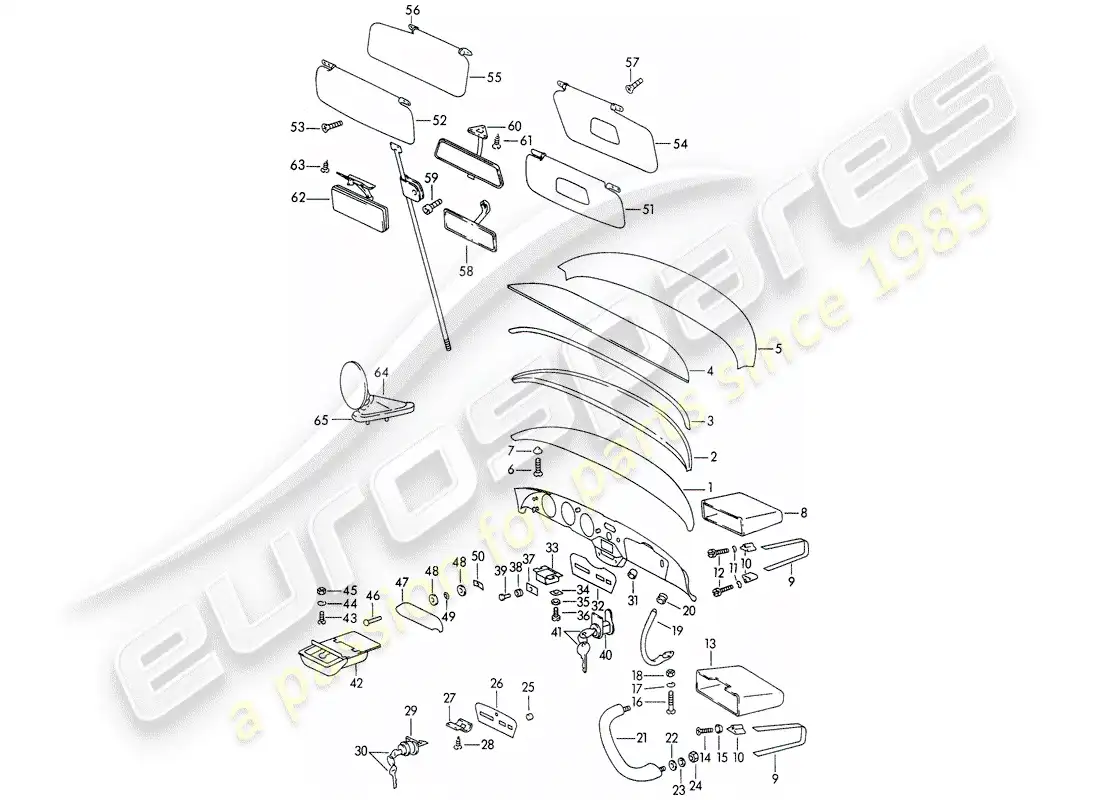 porsche 1962 (356b/356c) tablero - accesorios diagrama de piezas