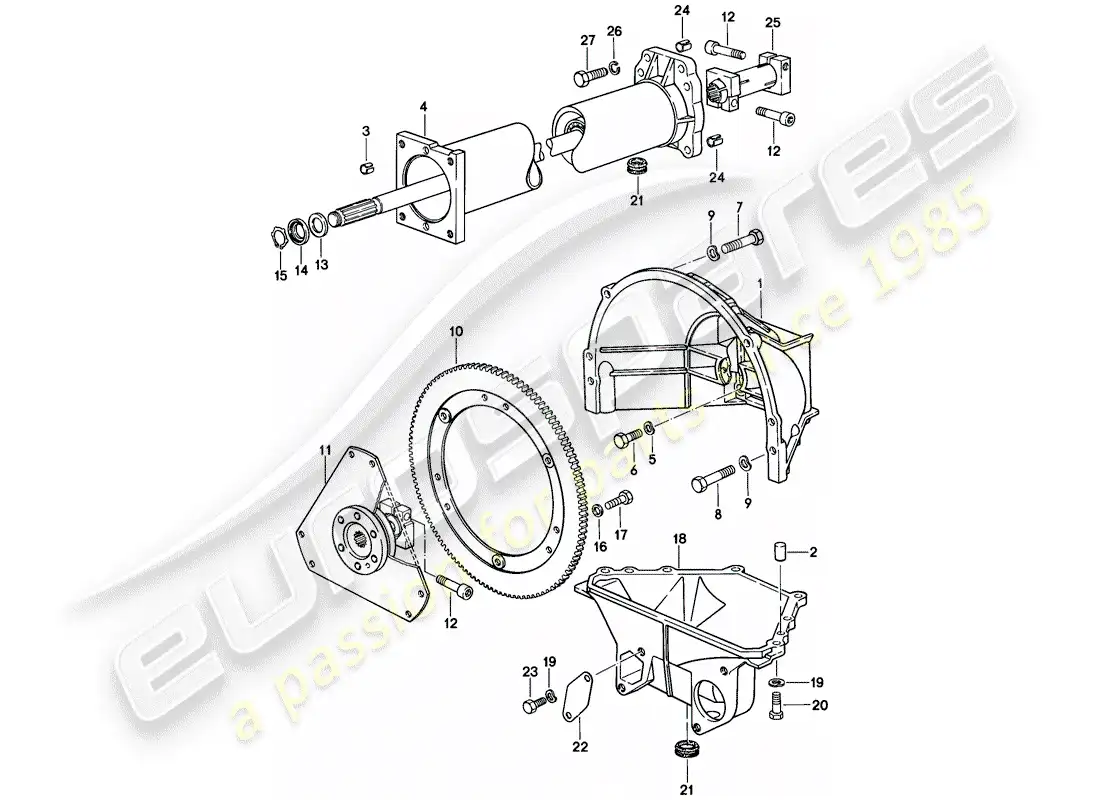 porsche 1982 (928) tubo central - transmisión automática diagrama de piezas