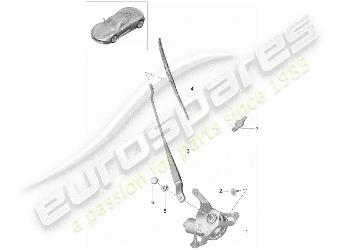 porsche 2015 (918 spyder) sistema limpiaparabrisas compl. diagrama de piezas