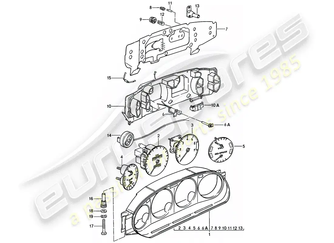 porsche 1978 (928) combinación de instrumentos diagrama de piezas