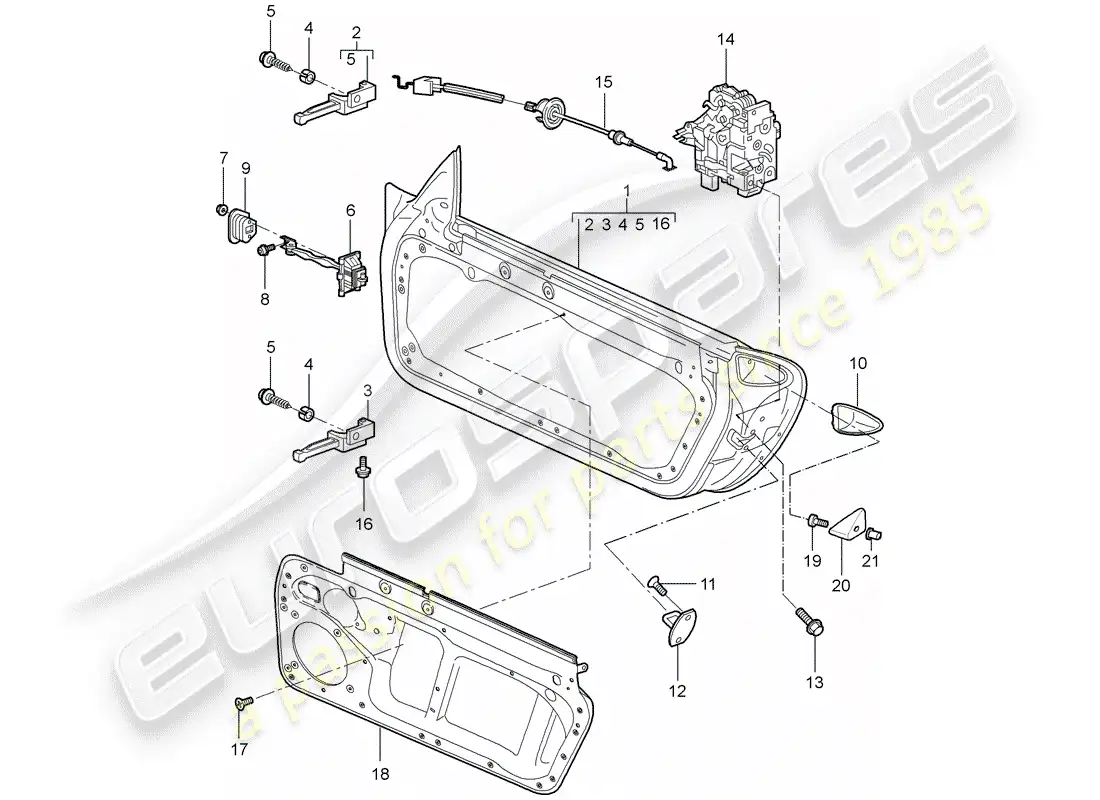 porsche 2009 (997-2 gt3) carcasa de la puerta diagrama de piezas