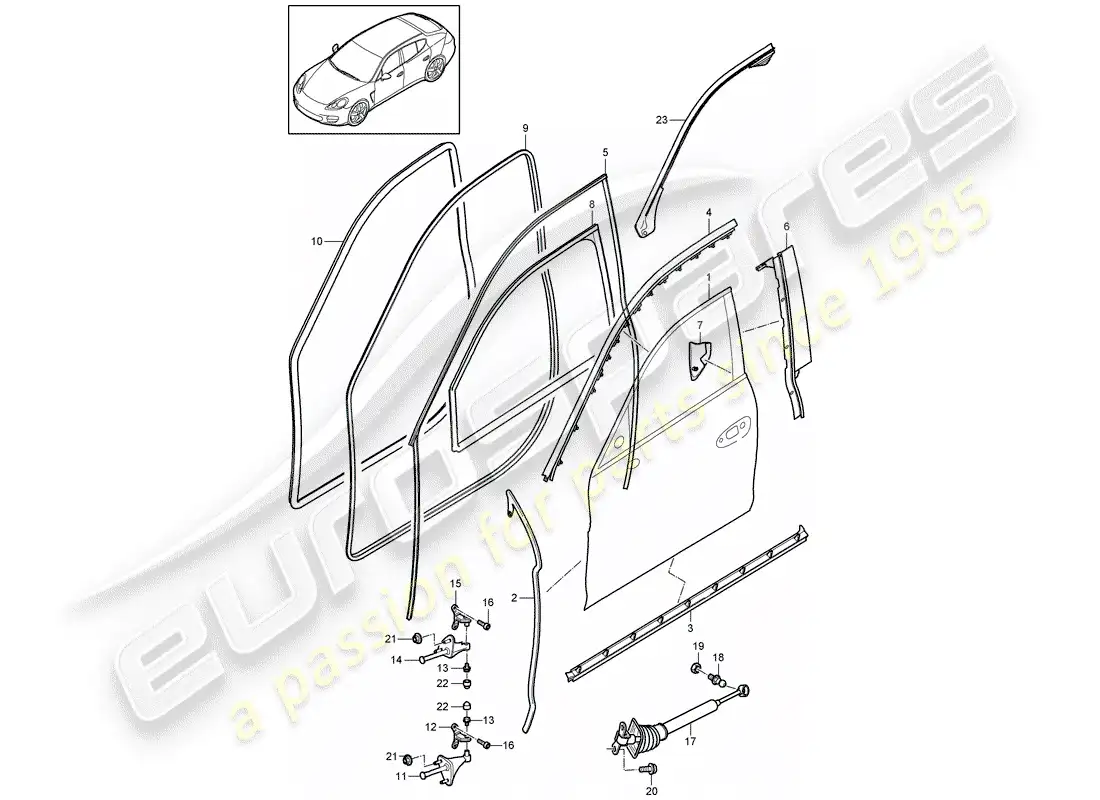 porsche 2015 (panamera 970) carcasa de la puerta diagrama de piezas
