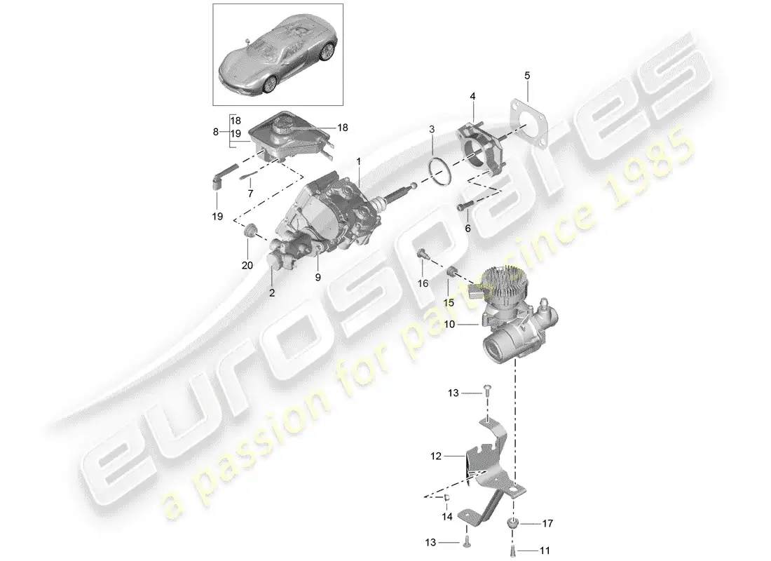 porsche 2015 (918 spyder) cilindro maestro del freno diagrama de piezas