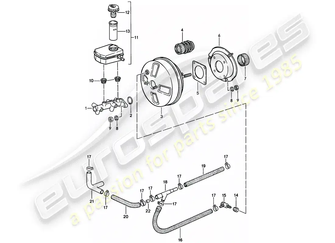 porsche 1984 (944) cilindro maestro de freno - refuerzo de freno - depósito diagrama de piezas