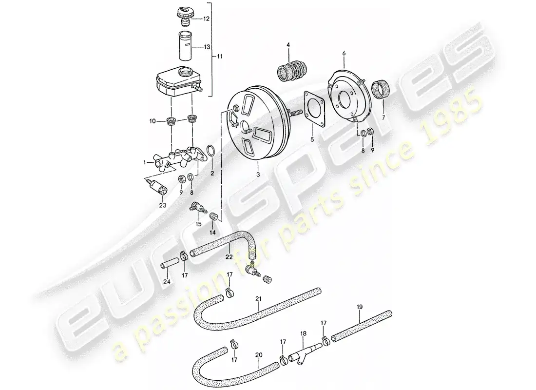 porsche 1990 (944) cilindro maestro de freno - refuerzo de freno - depósito - d >> - mj 1990 diagrama de piezas