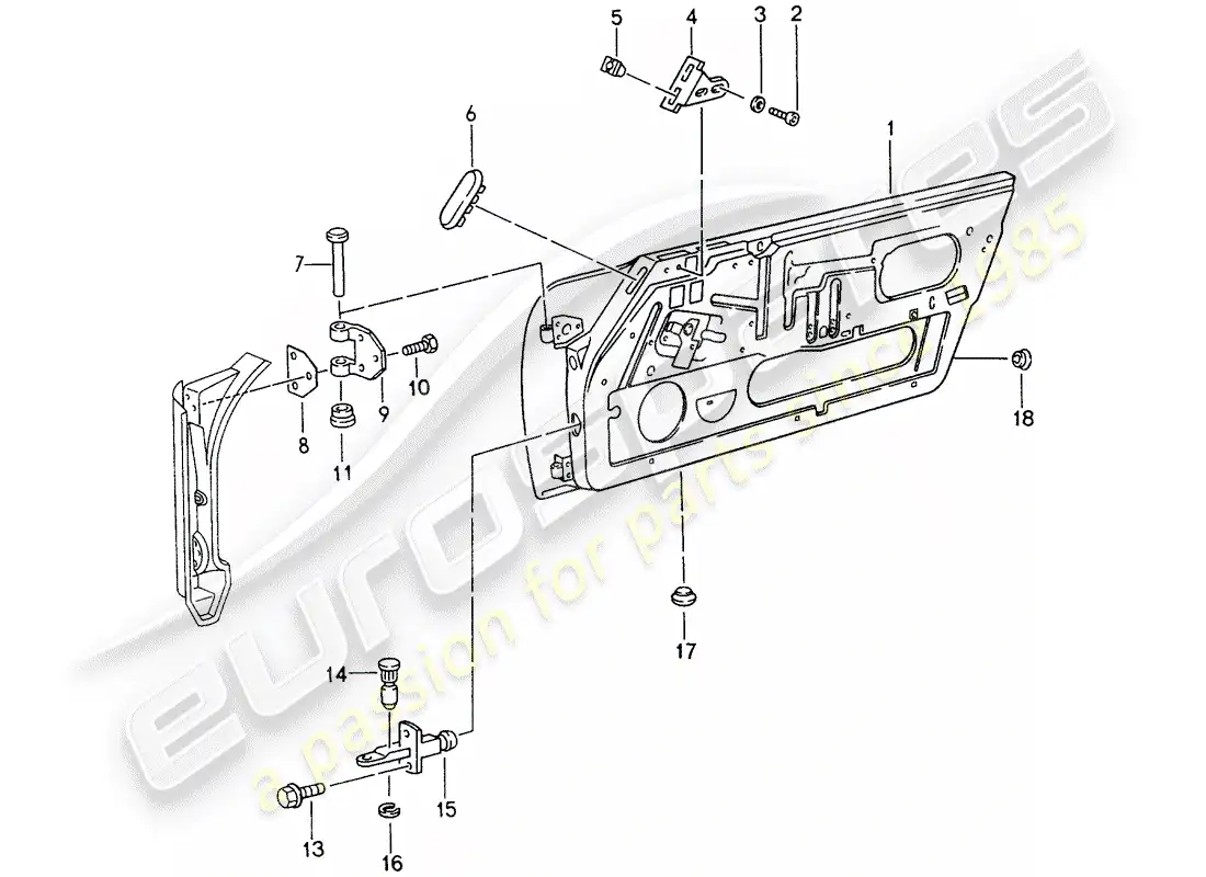 porsche 1994 (993) carcasa de la puerta diagrama de piezas