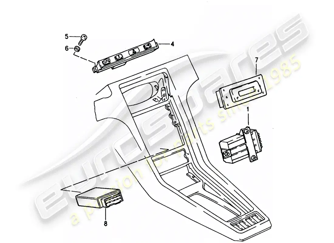 porsche 1992 (928) indicador central - unidad de control de alarma diagrama de piezas